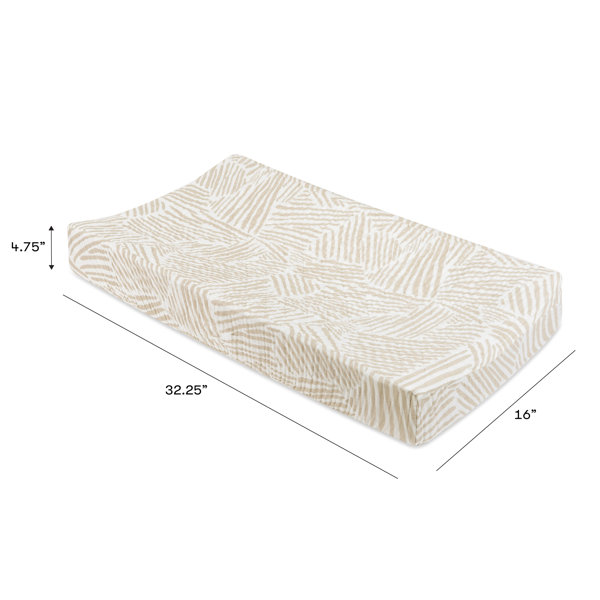 babyletto Oat Stripe Quilted Changing Pad Cover InMuslin Cotton